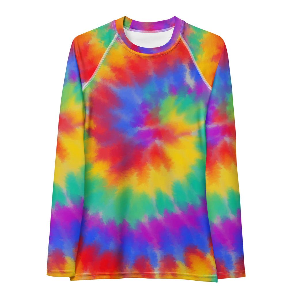 Women's Rainbow Tie Dye Long Sleeve Rash Guard Swim Shirt – Buttery Soft, Sun Safe UPF 50+ Protection, Quick Dry & 4-Way Stretch Comfort