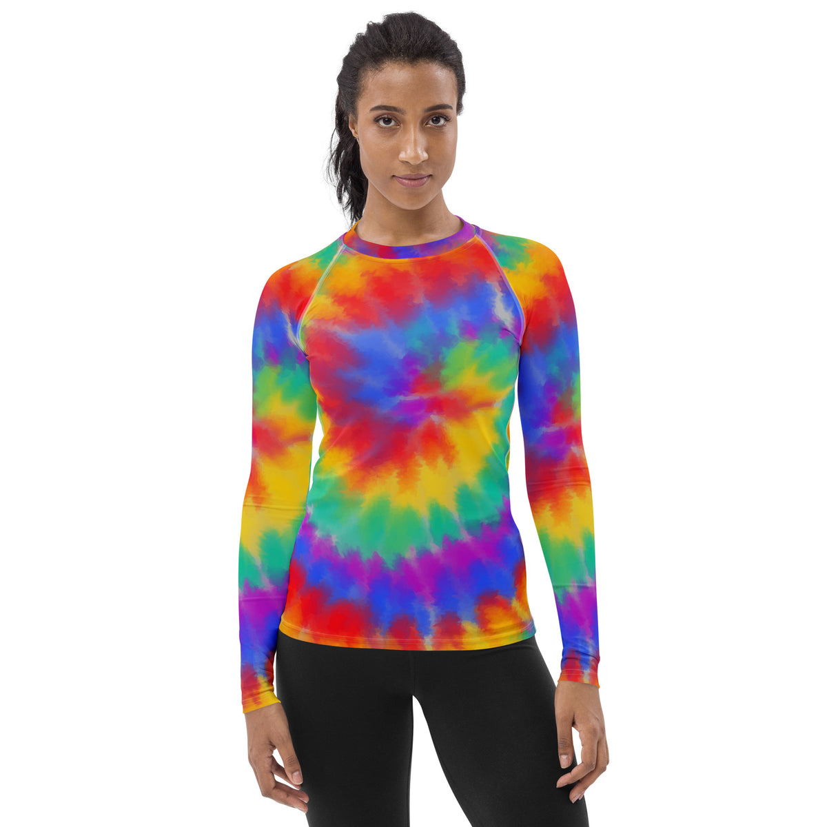 Women's Rainbow Tie Dye Long Sleeve Rash Guard Swim Shirt – Buttery Soft, Sun Safe UPF 50+ Protection, Quick Dry & 4-Way Stretch Comfort
