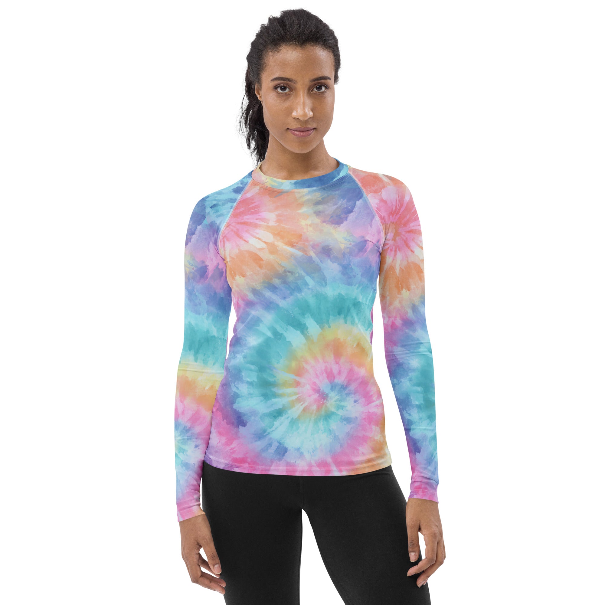 Women's Pastel Tie Dye Long Sleeve Rash Guard Swim Shirt – Buttery Soft, Sun Safe UPF 50+ Protection, Quick Dry & 4-Way Stretch Comfort