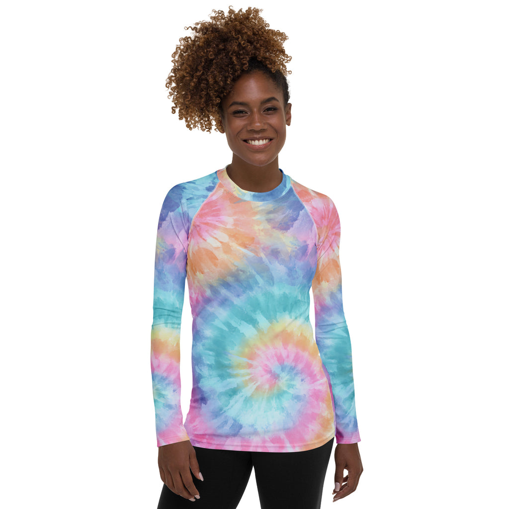 Women's Pastel Tie Dye Long Sleeve Rash Guard Swim Shirt – Buttery Soft, Sun Safe UPF 50+ Protection, Quick Dry & 4-Way Stretch Comfort