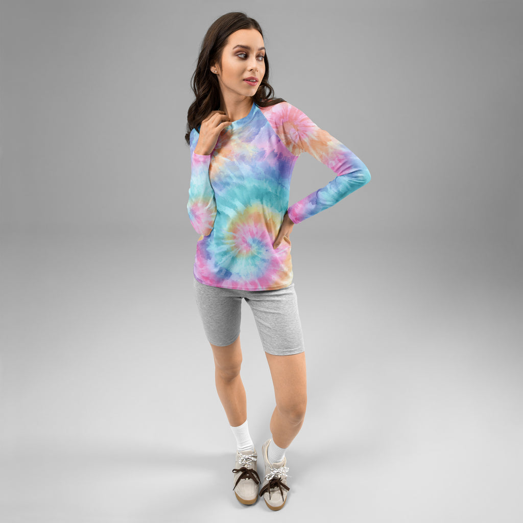 Women's Pastel Tie Dye Long Sleeve Rash Guard Swim Shirt – Buttery Soft, Sun Safe UPF 50+ Protection, Quick Dry & 4-Way Stretch Comfort