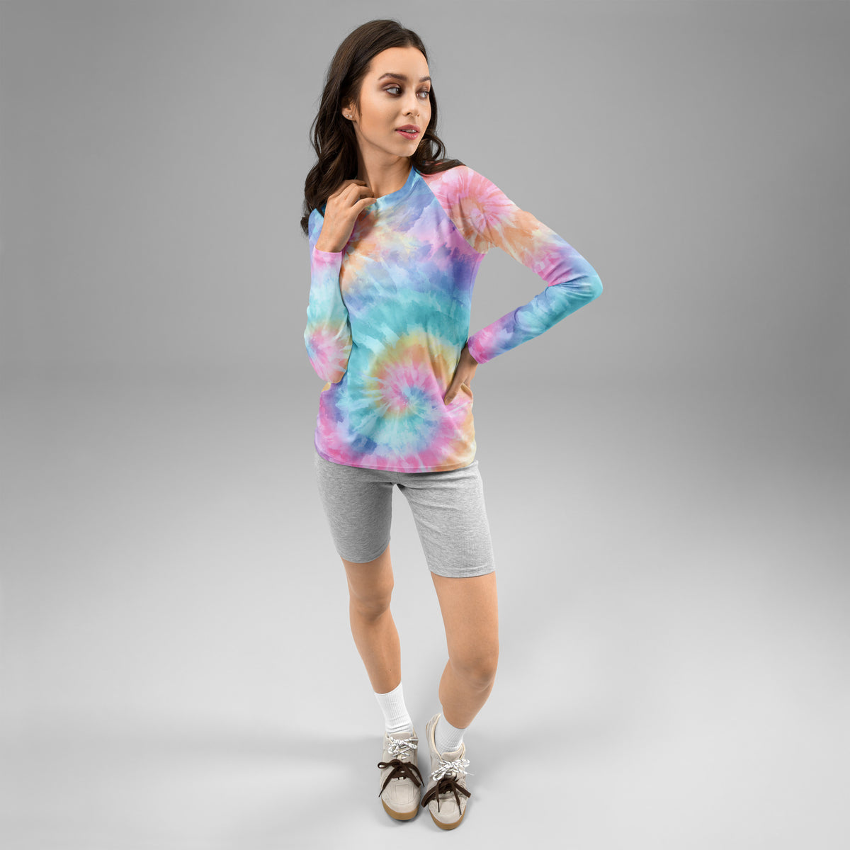 Women's Pastel Tie Dye Long Sleeve Rash Guard Swim Shirt – Buttery Soft, Sun Safe UPF 50+ Protection, Quick Dry & 4-Way Stretch Comfort