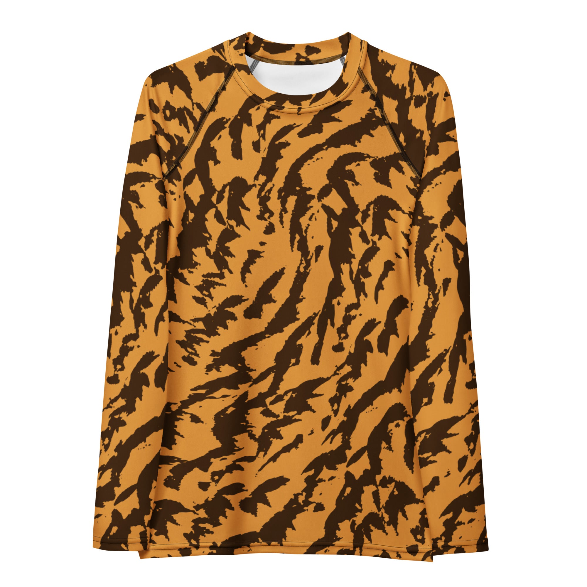 Women's Orange Tiger Print Long Sleeve Rash Guard Swim Shirt – Buttery Soft, Sun Safe UPF 50+ Protection, Quick Dry & 4-Way Stretch Comfort