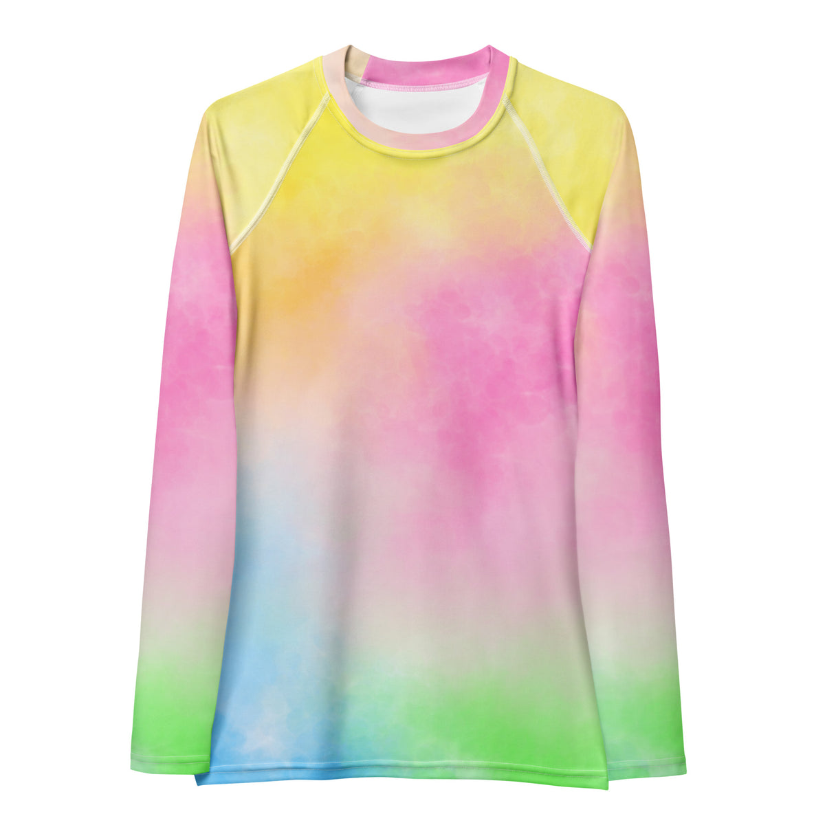 Women's Pastel Rainbow Ombre Tie Dye Long Sleeve Rash Guard Swim Shirt – Buttery Soft, Sun Safe UPF 50+ Protection, Quick Dry & 4-Way Stretch Comfort