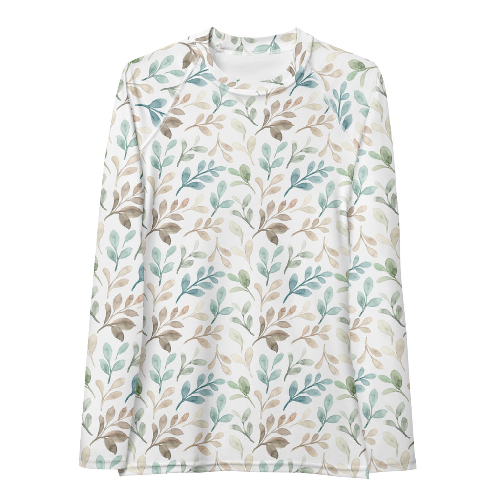 Women's Watercolor Leaf Long Sleeve Rash Guard Swim Shirt – Buttery Soft, Sun Safe UPF 50+ Protection, Quick Dry & 4-Way Stretch Comfort