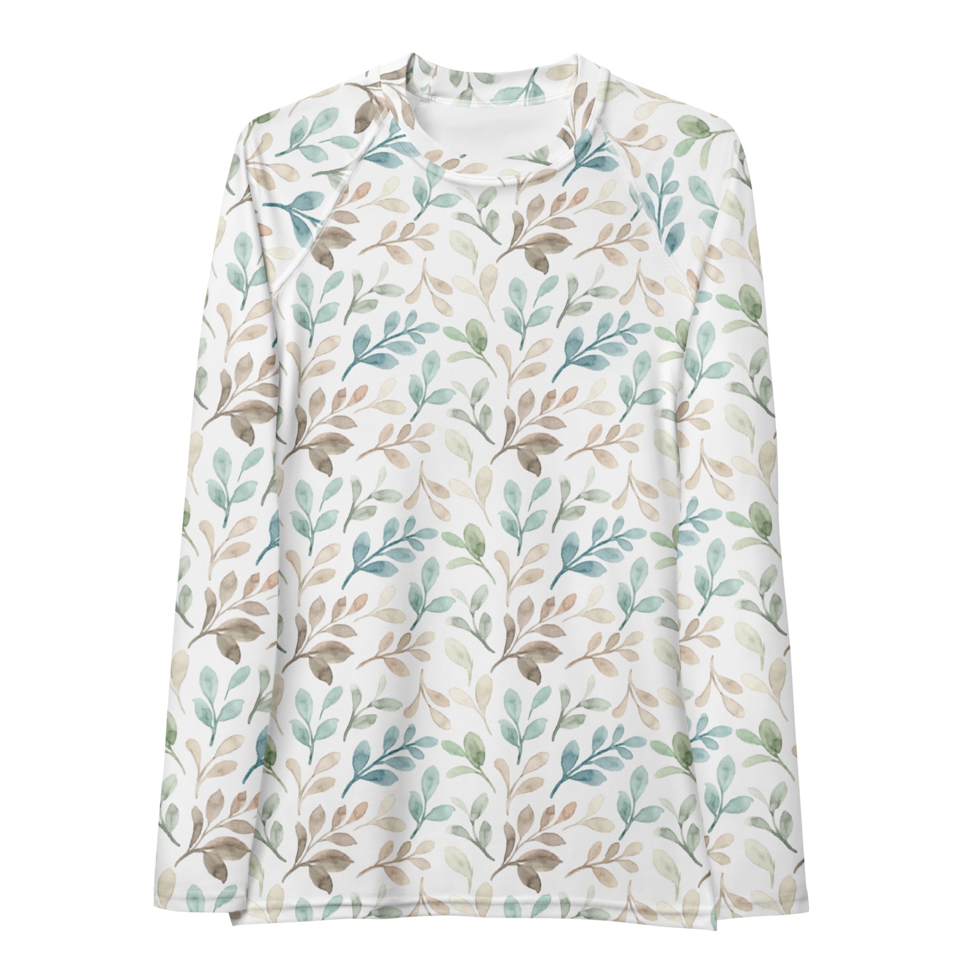 Women's Watercolor Leaf Long Sleeve Rash Guard Swim Shirt – Buttery Soft, Sun Safe UPF 50+ Protection, Quick Dry & 4-Way Stretch Comfort