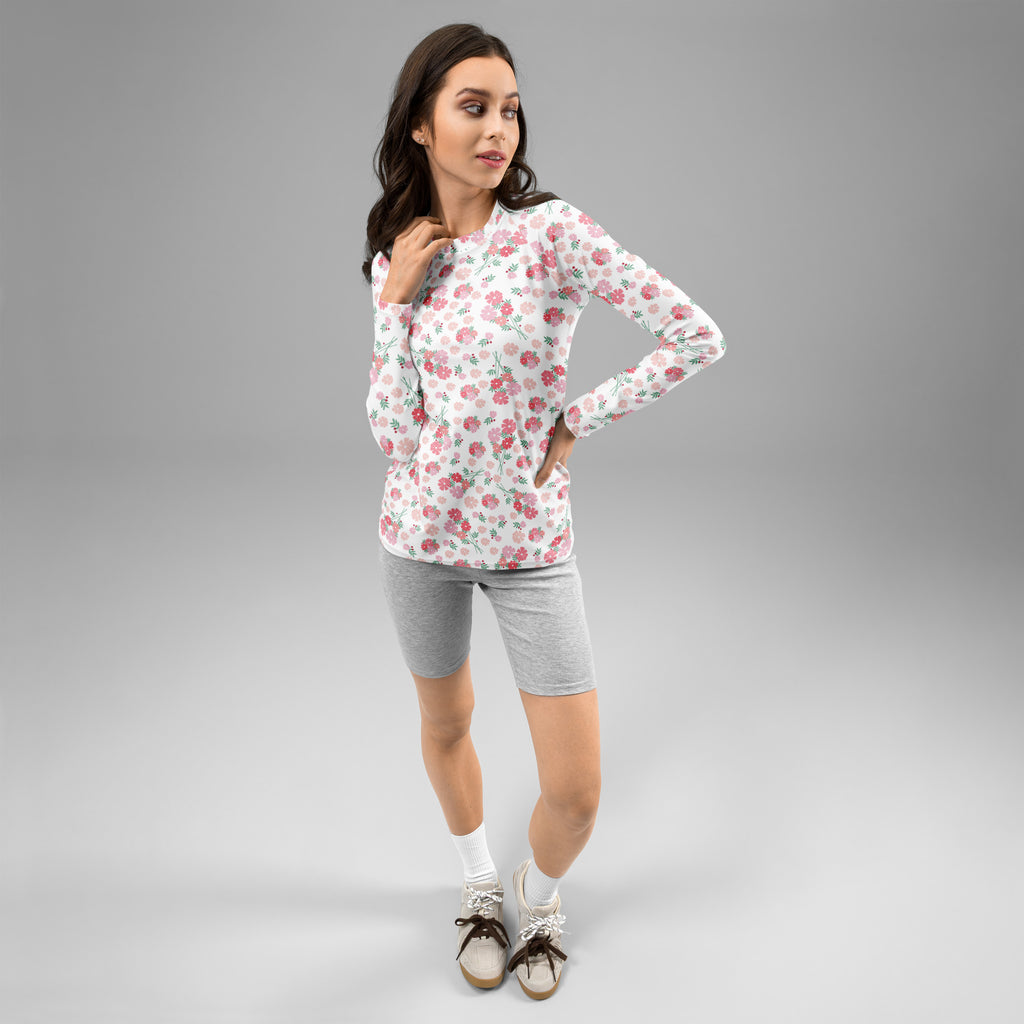 Women's Pink Botanical Long Sleeve Rash Guard Swim Shirt – Buttery Soft, Sun Safe UPF 50+ Protection, Quick Dry & 4-Way Stretch Comfort