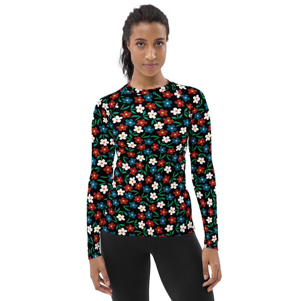 Women's Black Red & Teal Long Sleeve Rash Guard Swim Shirt – Buttery Soft, Sun Safe UPF 50+ Protection, Quick Dry & 4-Way Stretch Comfort