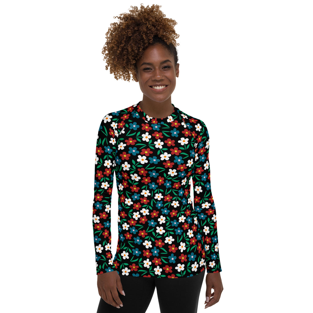 Women's Black Red & Teal Long Sleeve Rash Guard Swim Shirt – Buttery Soft, Sun Safe UPF 50+ Protection, Quick Dry & 4-Way Stretch Comfort