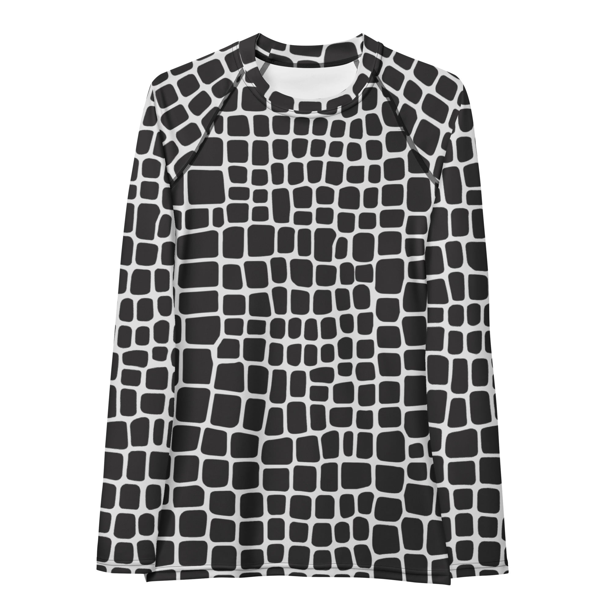 Women's Black & White Animal Print Long Sleeve Rash Guard Swim Shirt – Buttery Soft, Sun Safe UPF 50+ Protection, Quick Dry & 4-Way Stretch Comfort