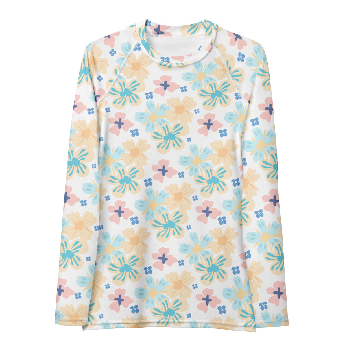 Women's Tropical Pastel Floral Long Sleeve Rash Guard Swim Shirt – Buttery Soft, Sun Safe UPF 50+ Protection, Quick Dry & 4-Way Stretch Comfort