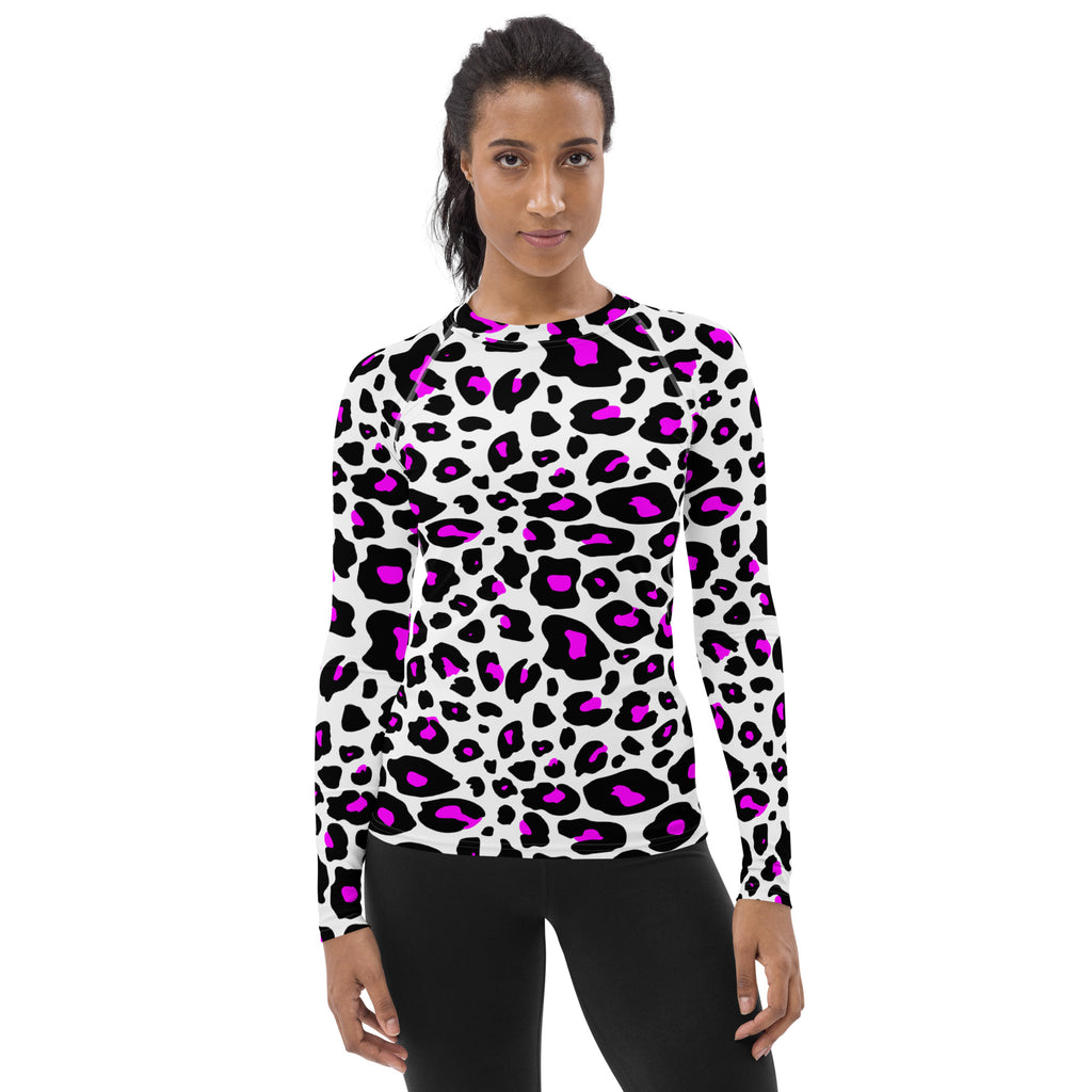 Women's Purple Leopard Long Sleeve Rash Guard Swim Shirt – Buttery Soft, Sun Safe UPF 50+ Protection, Quick Dry & 4-Way Stretch Comfort