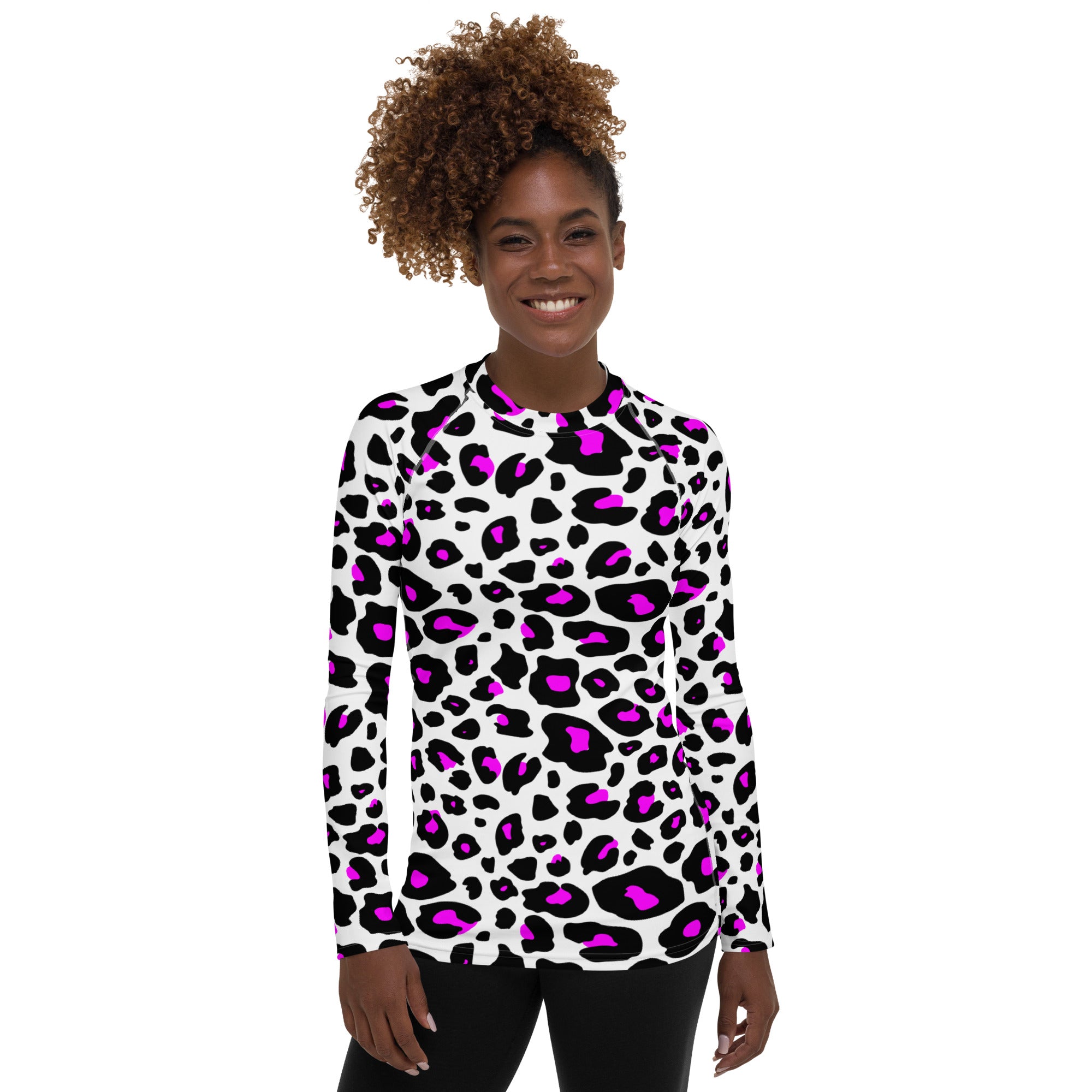 Women's Purple Leopard Long Sleeve Rash Guard Swim Shirt – Buttery Soft, Sun Safe UPF 50+ Protection, Quick Dry & 4-Way Stretch Comfort