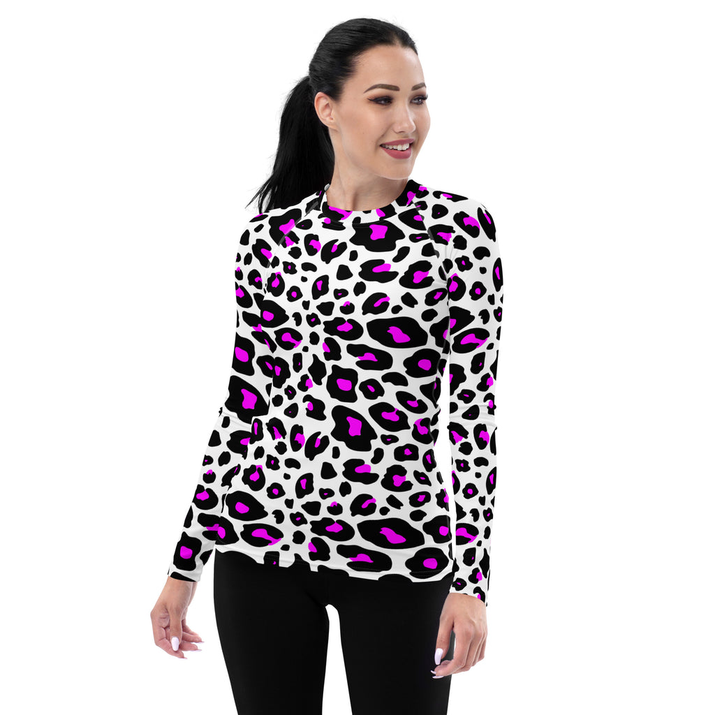 Women's Purple Leopard Long Sleeve Rash Guard Swim Shirt – Buttery Soft, Sun Safe UPF 50+ Protection, Quick Dry & 4-Way Stretch Comfort