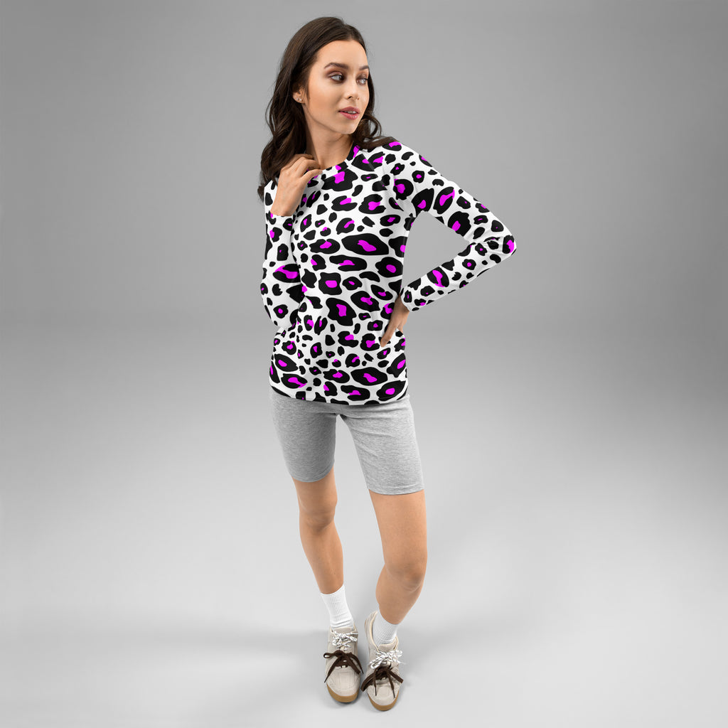 Women's Purple Leopard Long Sleeve Rash Guard Swim Shirt – Buttery Soft, Sun Safe UPF 50+ Protection, Quick Dry & 4-Way Stretch Comfort