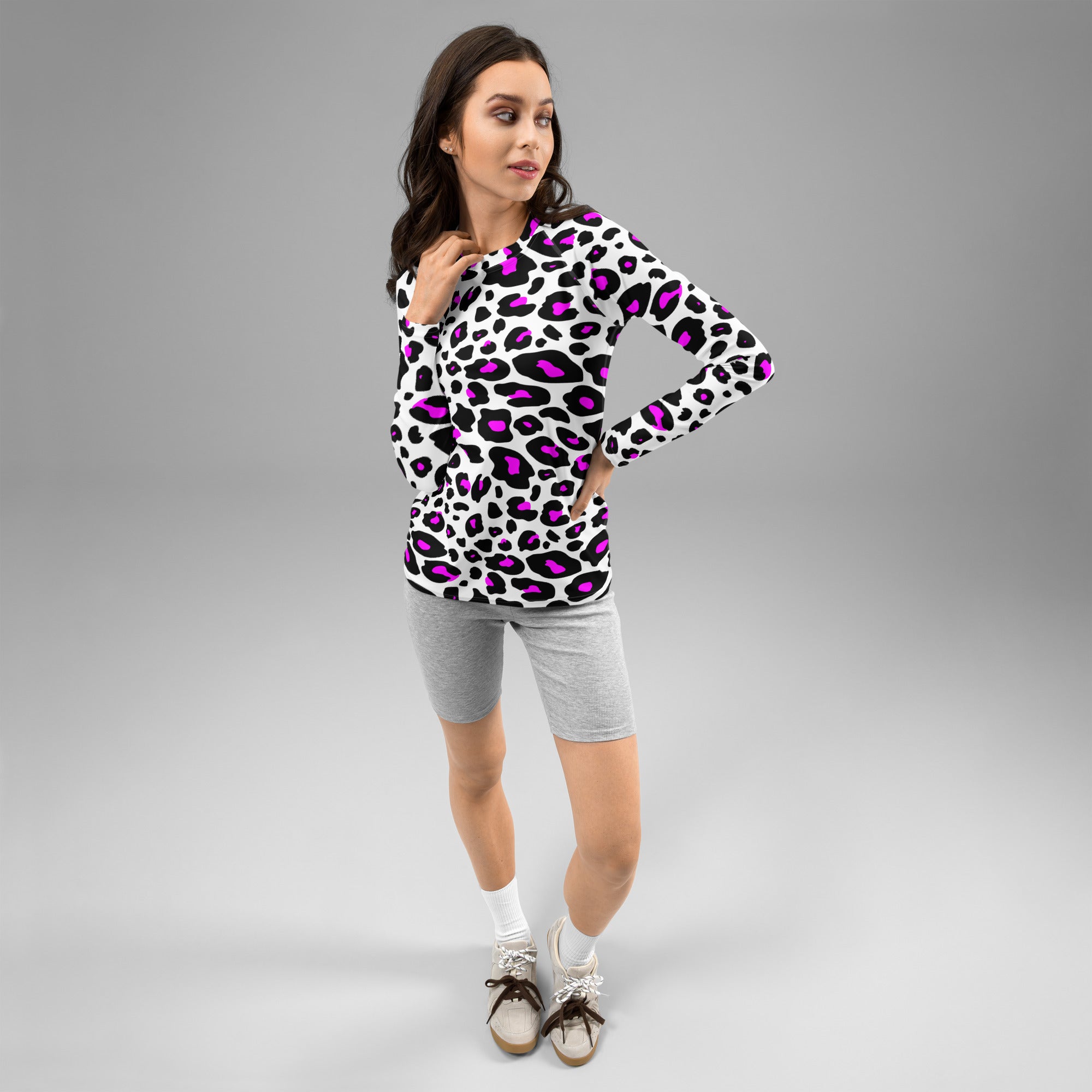 Women's Purple Leopard Long Sleeve Rash Guard Swim Shirt – Buttery Soft, Sun Safe UPF 50+ Protection, Quick Dry & 4-Way Stretch Comfort