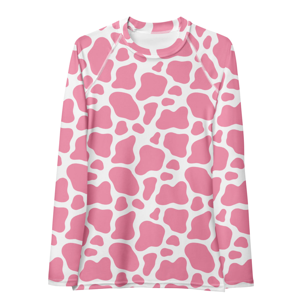 Women's Pink Cow Print Long Sleeve Rash Guard Swim Shirt – Buttery Soft, Sun Safe UPF 50+ Protection, Quick Dry & 4-Way Stretch Comfort