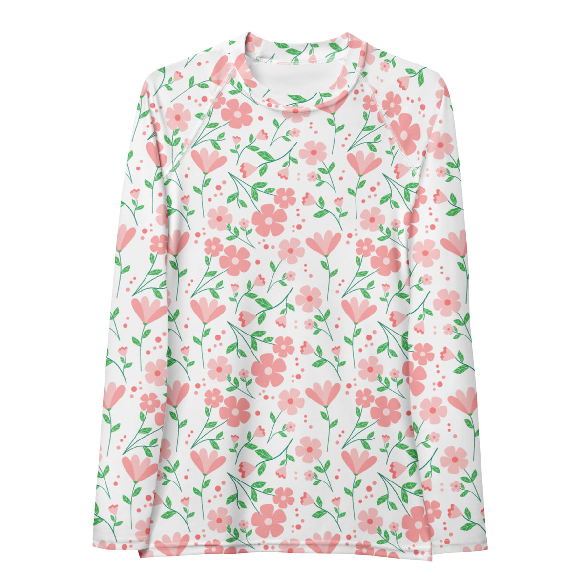 Women's Pink Dainty Flower Long Sleeve Rash Guard Swim Shirt – Buttery Soft, Sun Safe UPF 50+ Protection, Quick Dry & 4-Way Stretch Comfort