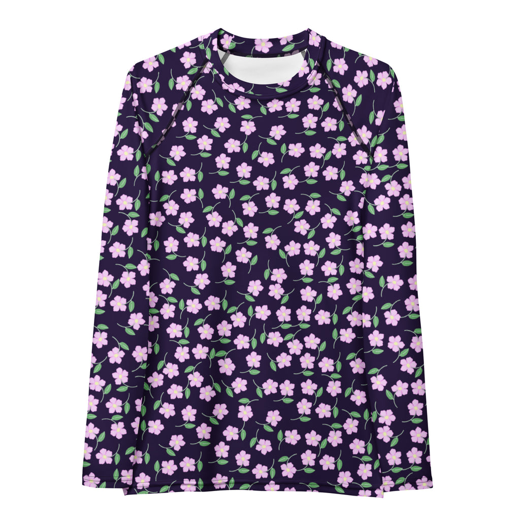 Women's Purple Floral Long Sleeve Rash Guard Swim Shirt – Buttery Soft, Sun Safe UPF 50+ Protection, Quick Dry & 4-Way Stretch Comfort