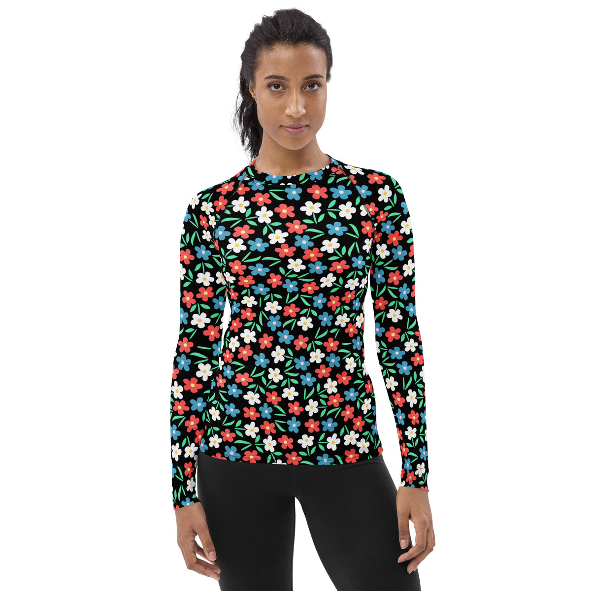 Women's Colorful Flower Long Sleeve Rash Guard Swim Shirt – Buttery Soft, Sun Safe UPF 50+ Protection, Quick Dry & 4-Way Stretch Comfort
