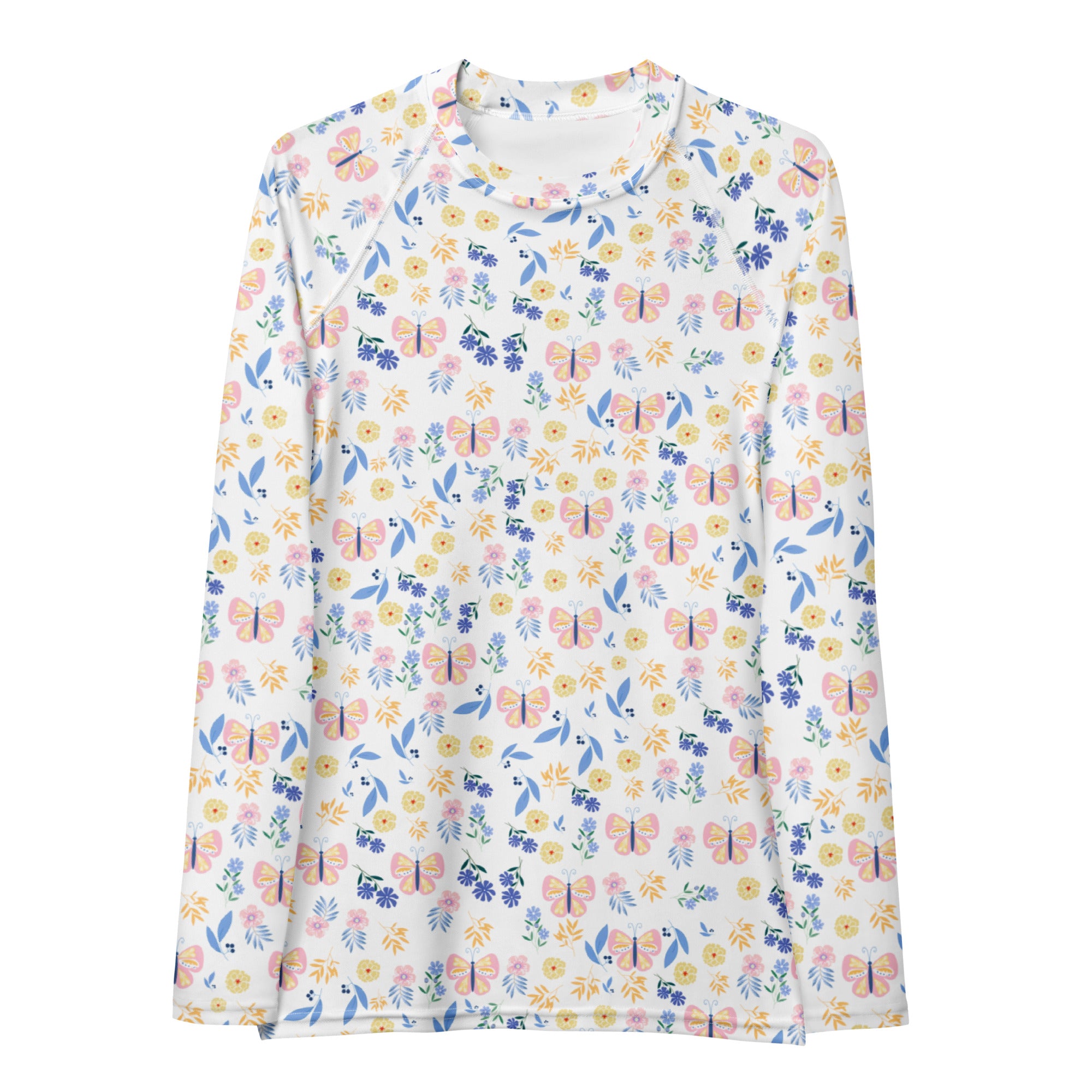 Women's Butterfly Floral Long Sleeve Rash Guard Swim Shirt – Buttery Soft, Sun Safe UPF 50+ Protection, Quick Dry & 4-Way Stretch Comfort