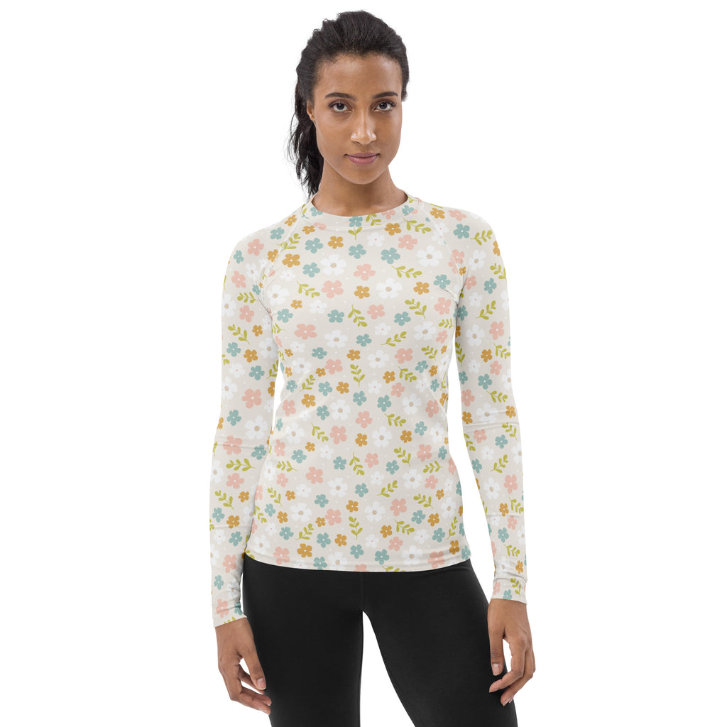 Women's Dainty Wildflower Long Sleeve Rash Guard Swim Shirt – Buttery Soft, Sun Safe UPF 50+ Protection, Quick Dry & 4-Way Stretch Comfort