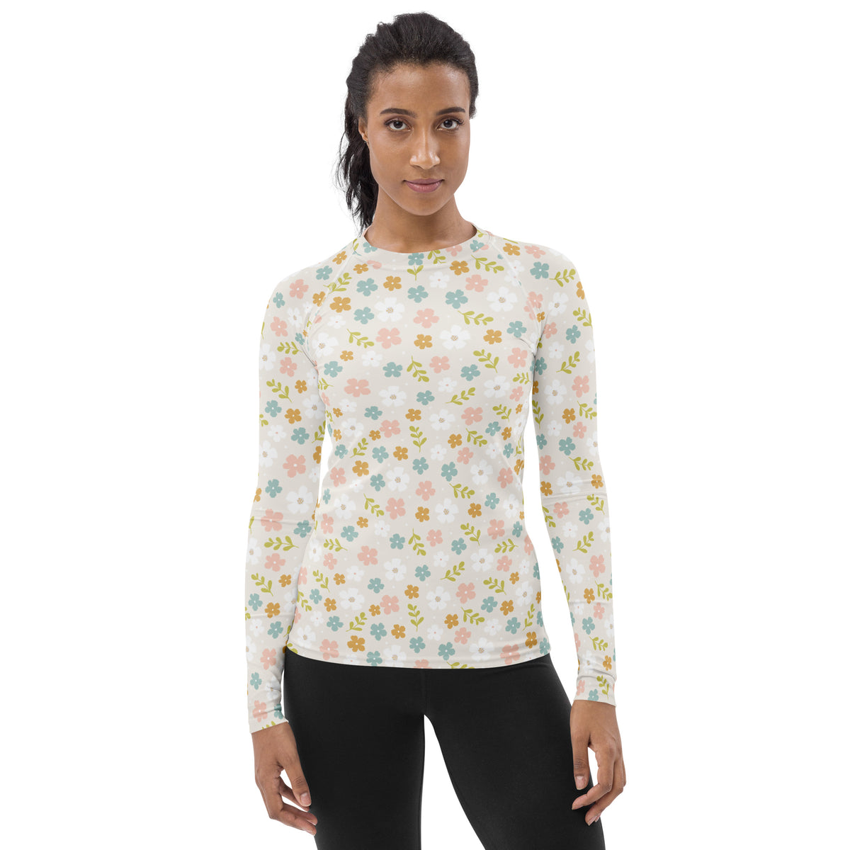 Women's Dainty Wildflower Long Sleeve Rash Guard Swim Shirt – Buttery Soft, Sun Safe UPF 50+ Protection, Quick Dry & 4-Way Stretch Comfort