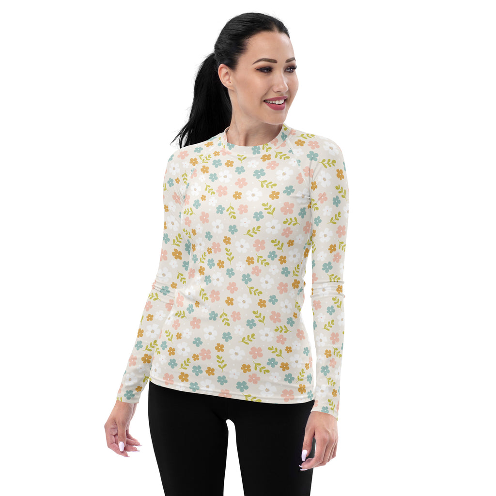 Women's Dainty Wildflower Long Sleeve Rash Guard Swim Shirt – Buttery Soft, Sun Safe UPF 50+ Protection, Quick Dry & 4-Way Stretch Comfort