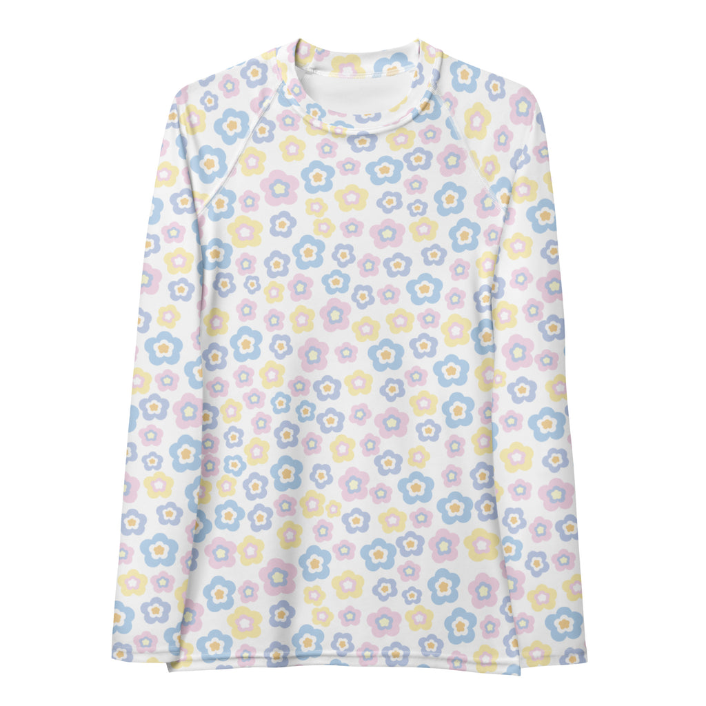 Women's Pastel Flower Long Sleeve Rash Guard Swim Shirt – Buttery Soft, Sun Safe UPF 50+ Protection, Quick Dry & 4-Way Stretch Comfort