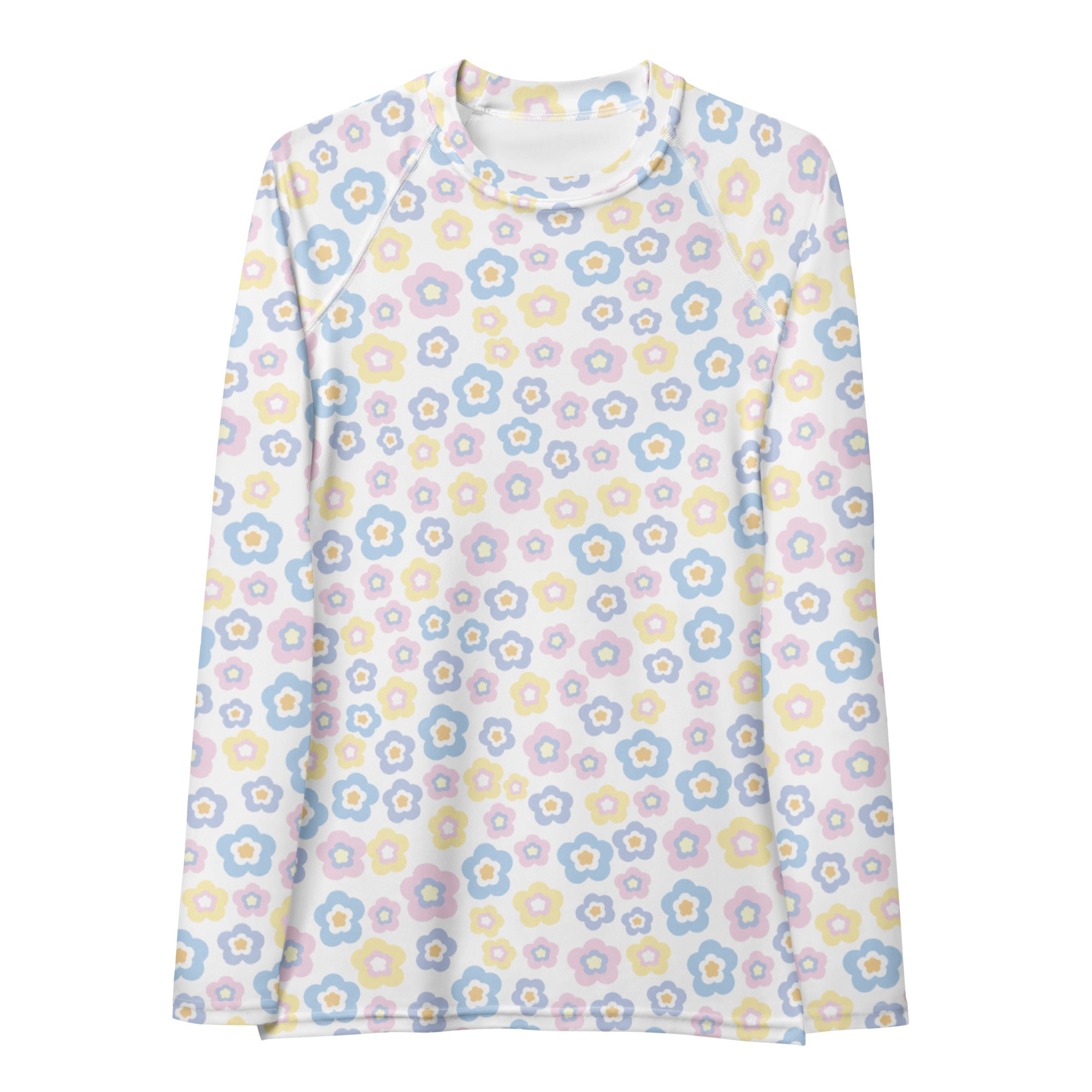Women's Pastel Flower Long Sleeve Rash Guard Swim Shirt – Buttery Soft, Sun Safe UPF 50+ Protection, Quick Dry & 4-Way Stretch Comfort