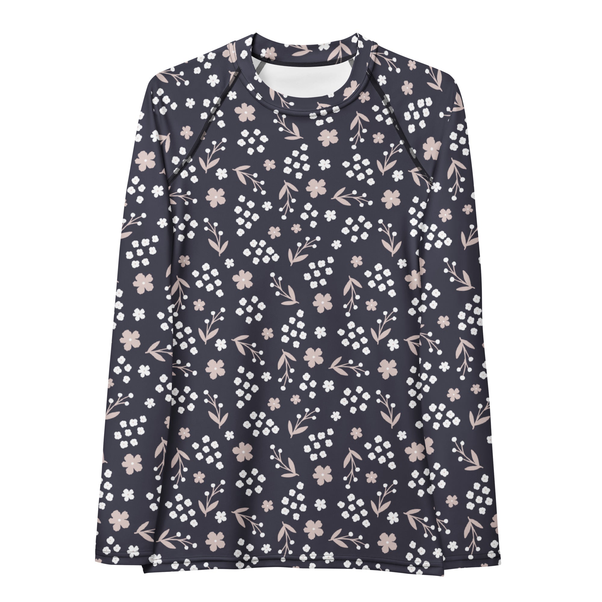Women's Charcoal Floral Long Sleeve Rash Guard Swim Shirt – Buttery Soft, Sun Safe UPF 50+ Protection, Quick Dry & 4-Way Stretch Comfort