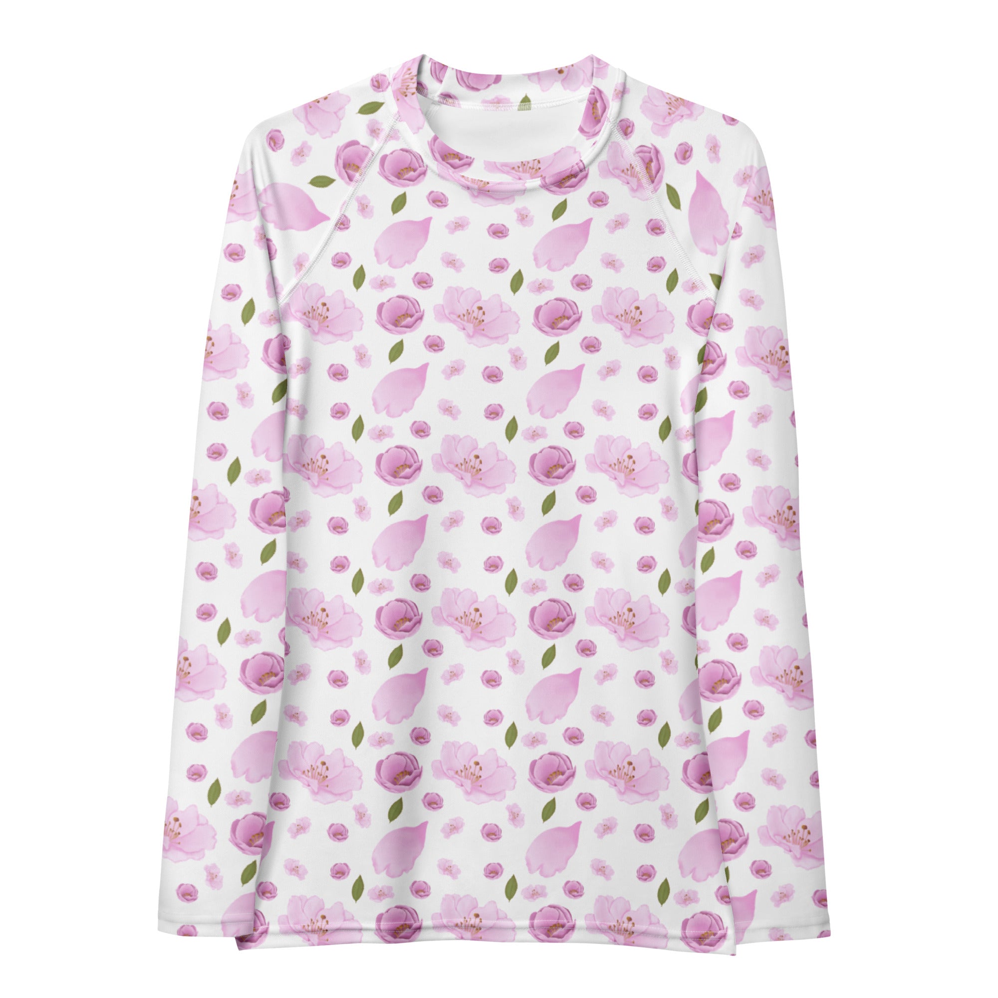 Women's Pink Cherry Blossom Long Sleeve Rash Guard Swim Shirt – Buttery Soft, Sun Safe UPF 50+ Protection, Quick Dry & 4-Way Stretch Comfort