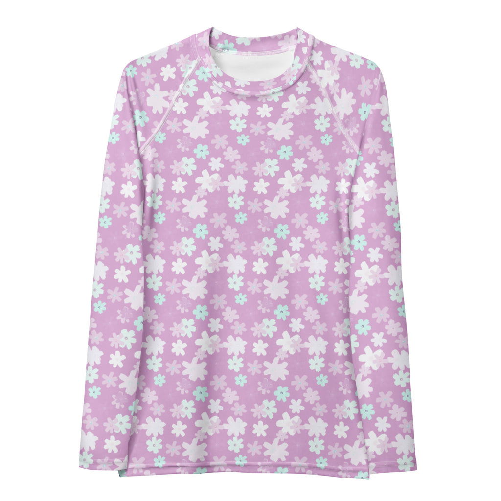 Women's Lavender Floral Long Sleeve Rash Guard Swim Shirt – Buttery Soft, Sun Safe UPF 50+ Protection, Quick Dry & 4-Way Stretch Comfort
