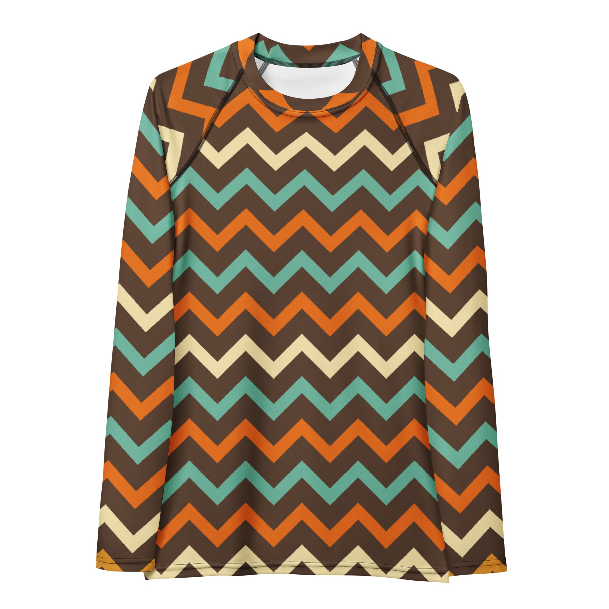 Women's Retro Chevron Long Sleeve Rash Guard Swim Shirt – Buttery Soft, Sun Safe UPF 50+ Protection, Quick Dry & 4-Way Stretch Comfort