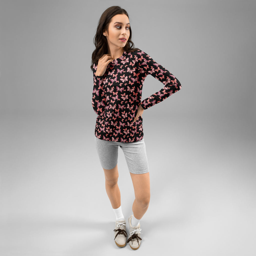Women's Pink Butterfly Long Sleeve Rash Guard Swim Shirt – Buttery Soft, Sun Safe UPF 50+ Protection, Quick Dry & 4-Way Stretch Comfort