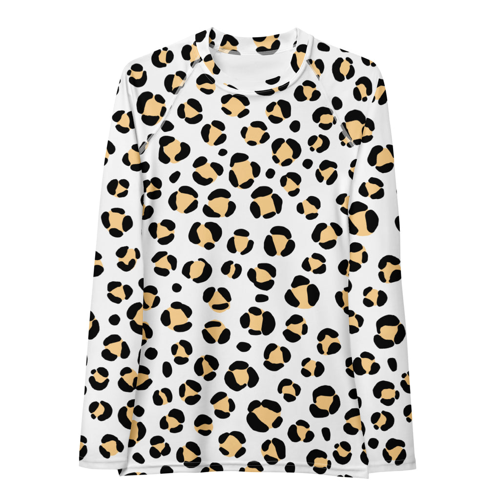 Women's Yellow Leopard Print Long Sleeve Rash Guard Swim Shirt – Buttery Soft, Sun Safe UPF 50+ Protection, Quick Dry & 4-Way Stretch Comfort