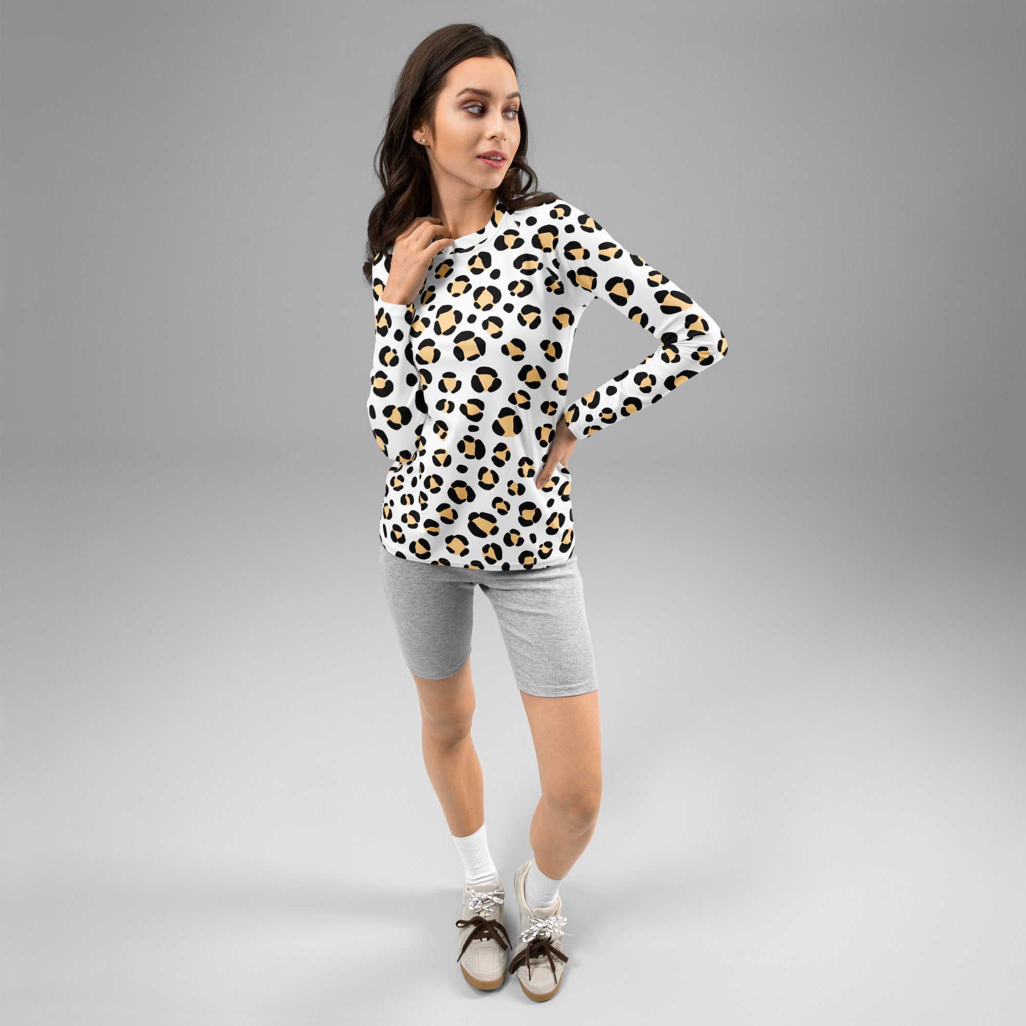 Women's Yellow Leopard Print Long Sleeve Rash Guard Swim Shirt – Buttery Soft, Sun Safe UPF 50+ Protection, Quick Dry & 4-Way Stretch Comfort