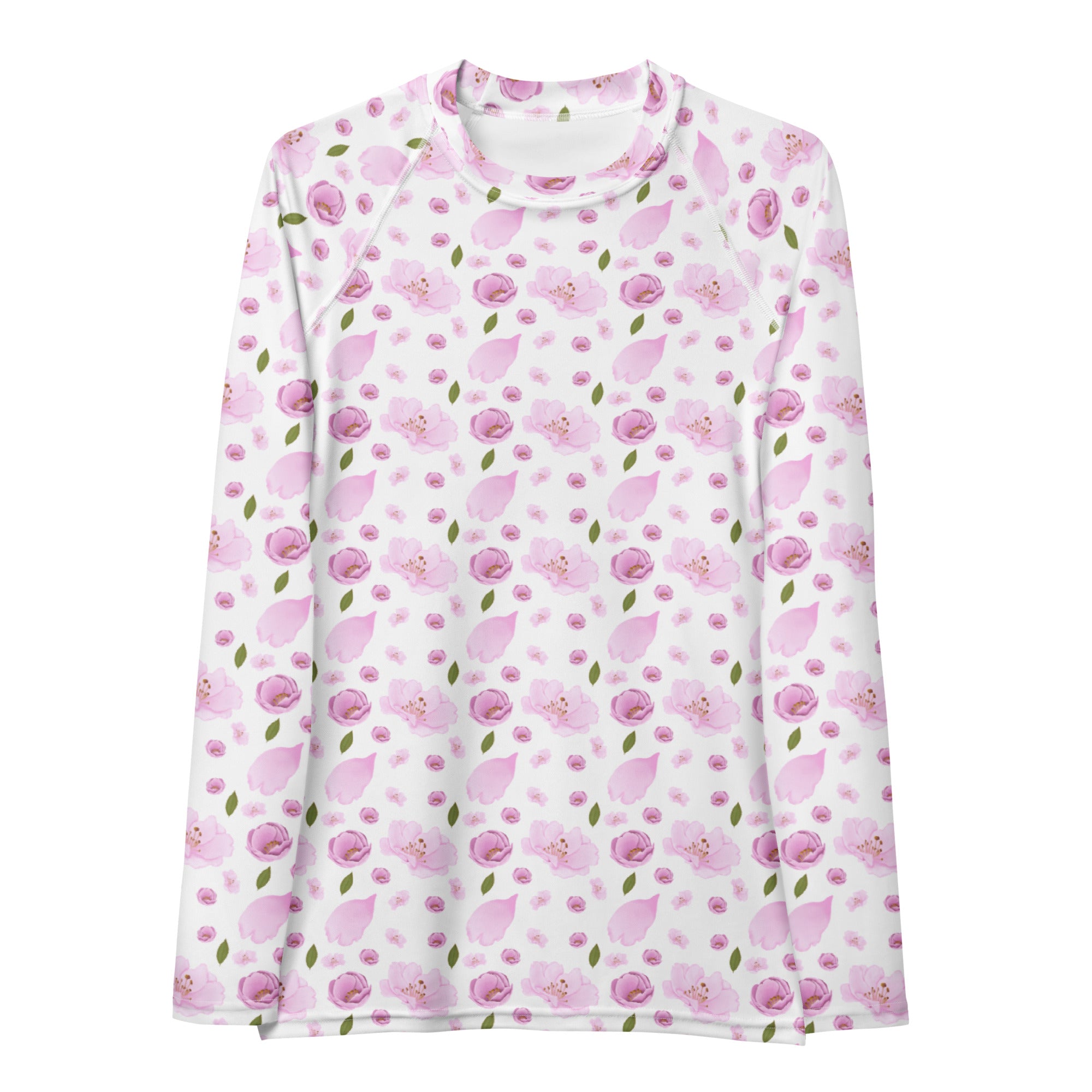 Women's Pink Watercolor Floral Long Sleeve Rash Guard Swim Shirt – Buttery Soft, Sun Safe UPF 50+ Protection, Quick Dry & 4-Way Stretch Comfort