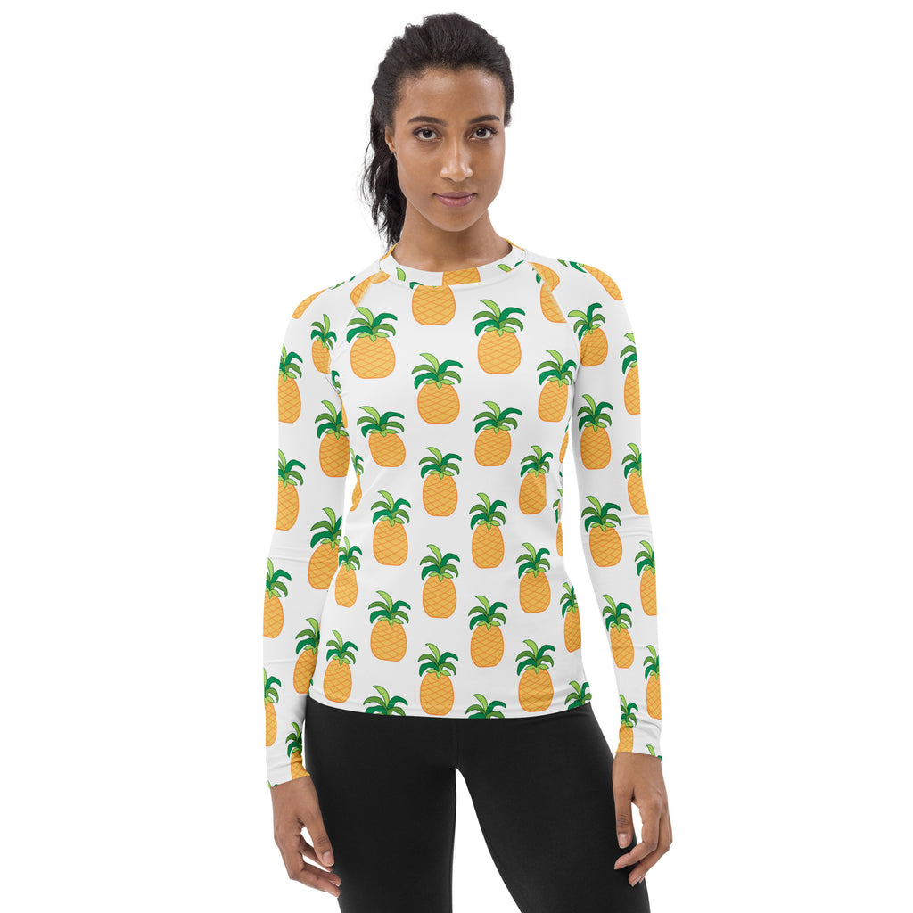 Women's Pineapple Long Sleeve Rash Guard Swim Shirt – Buttery Soft, Sun Safe UPF 50+ Protection, Quick Dry & 4-Way Stretch Comfort