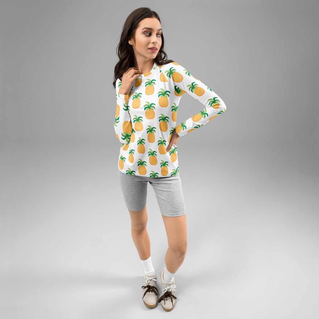 Women's Pineapple Long Sleeve Rash Guard Swim Shirt – Buttery Soft, Sun Safe UPF 50+ Protection, Quick Dry & 4-Way Stretch Comfort