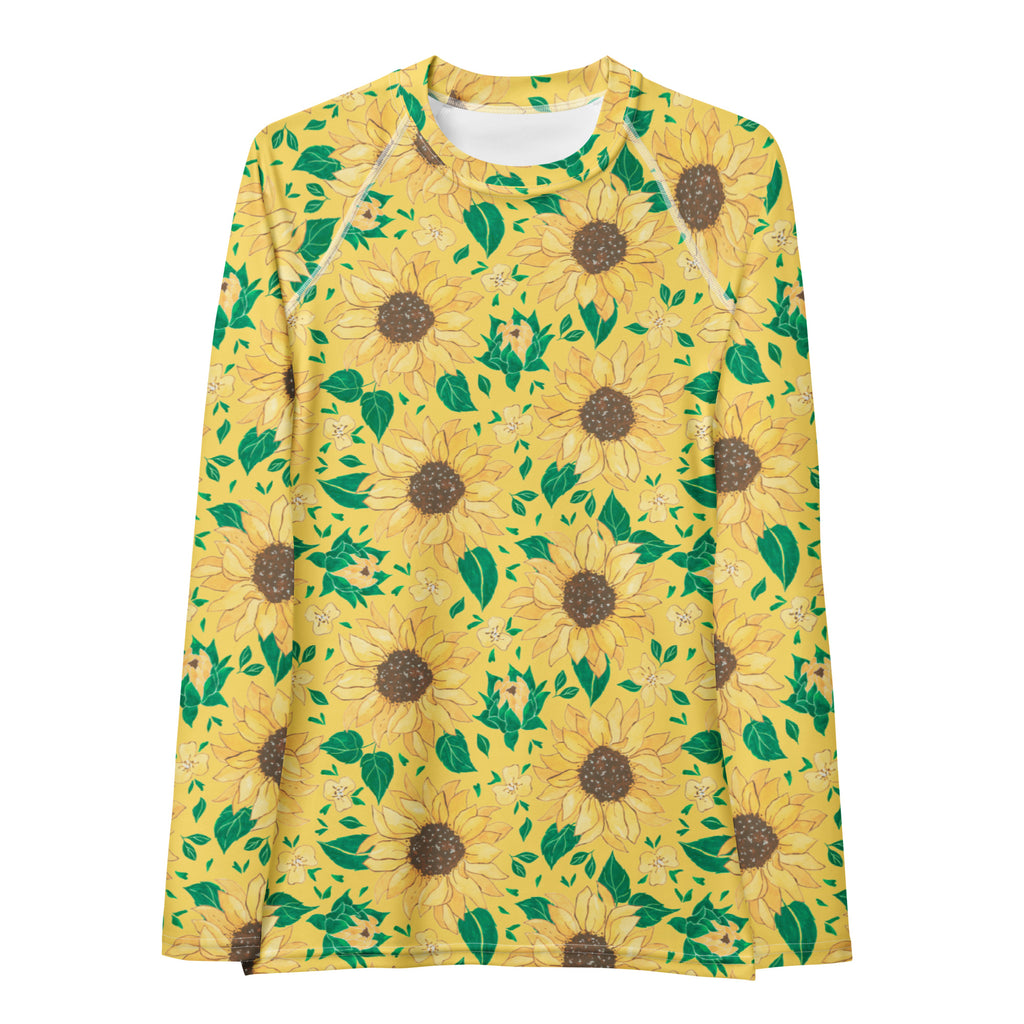 Women's Watercolor Sunflower Long Sleeve Rash Guard Swim Shirt – Buttery Soft, Sun Safe UPF 50+ Protection, Quick Dry & 4-Way Stretch Comfort
