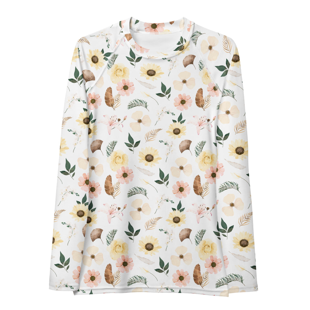 Women's Boho Floral Long Sleeve Rash Guard Swim Shirt – Buttery Soft, Sun Safe UPF 50+ Protection, Quick Dry & 4-Way Stretch Comfort