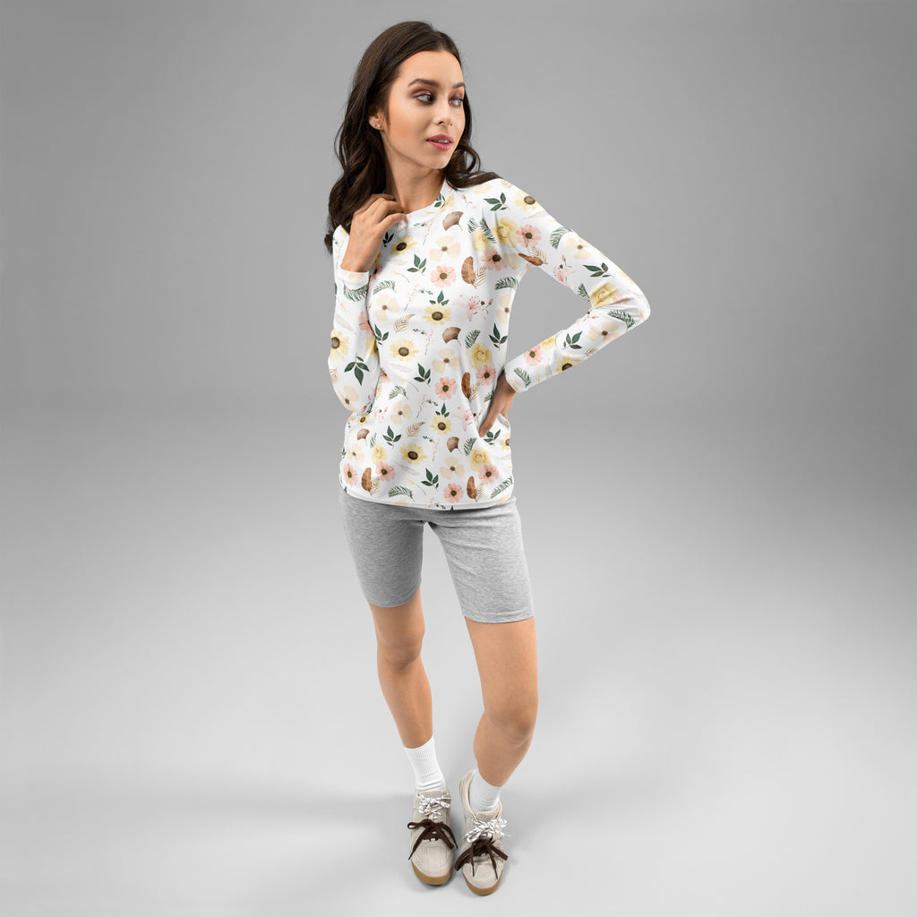 Women's Boho Floral Long Sleeve Rash Guard Swim Shirt – Buttery Soft, Sun Safe UPF 50+ Protection, Quick Dry & 4-Way Stretch Comfort