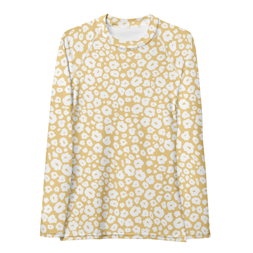 Women's Beige Leopard Print Long Sleeve Rash Guard Swim Shirt – Buttery Soft, Sun Safe UPF 50+ Protection, Quick Dry & 4-Way Stretch Comfort