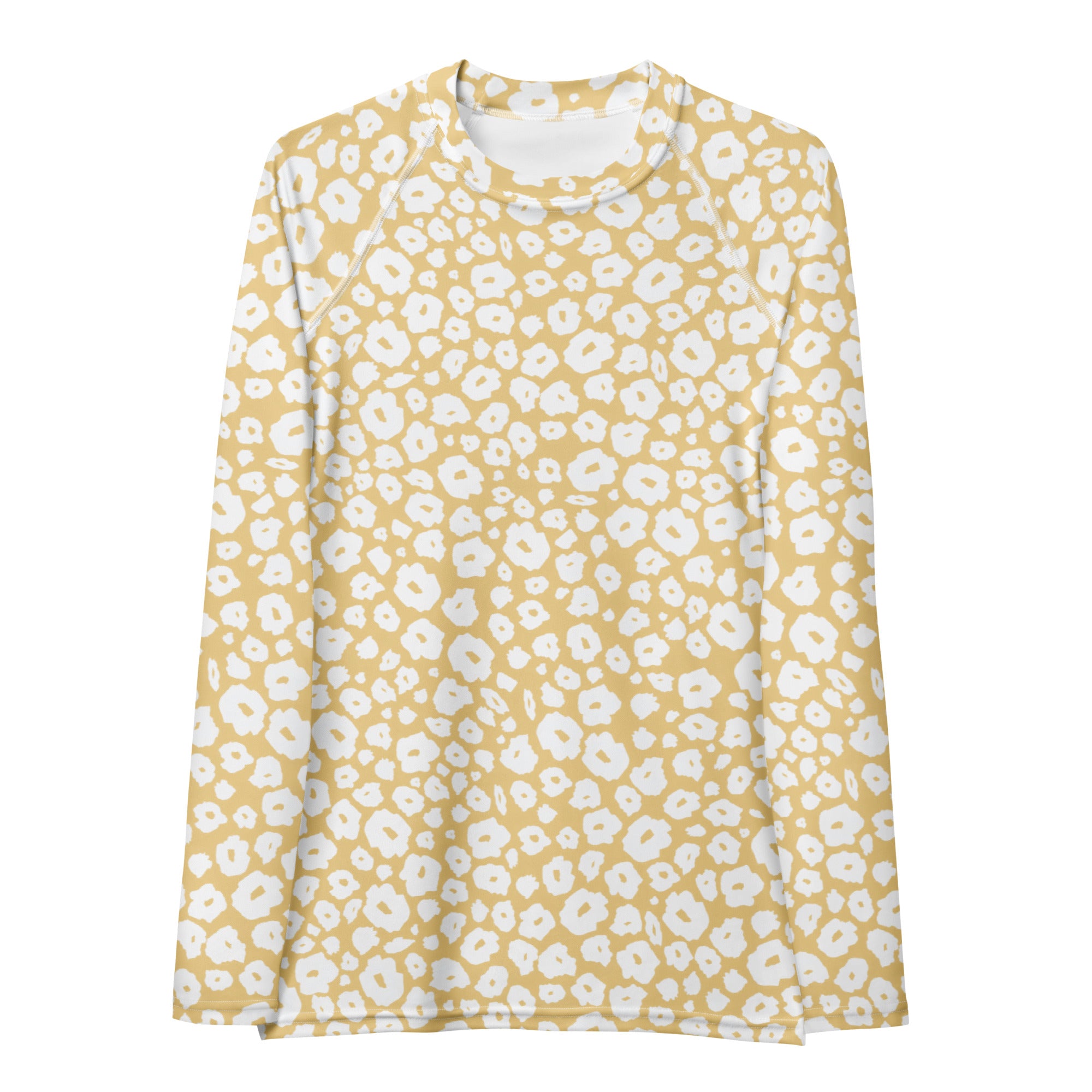 Women's Beige Leopard Print Long Sleeve Rash Guard Swim Shirt – Buttery Soft, Sun Safe UPF 50+ Protection, Quick Dry & 4-Way Stretch Comfort