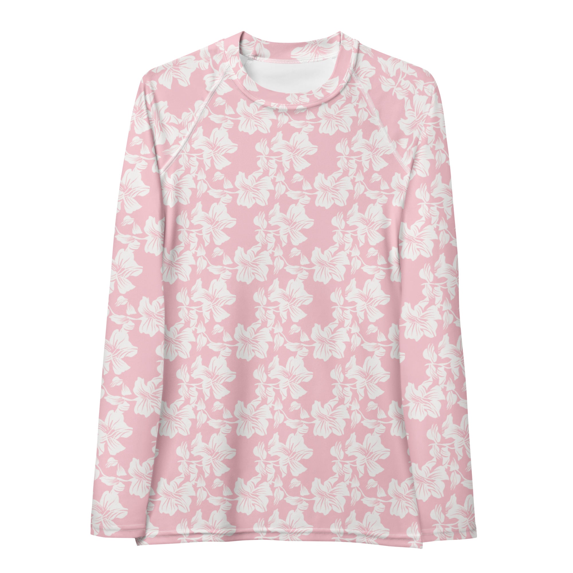 Women's Pink Tropical Floral Long Sleeve Rash Guard Swim Shirt – Buttery Soft, Sun Safe UPF 50+ Protection, Quick Dry & 4-Way Stretch Comfort