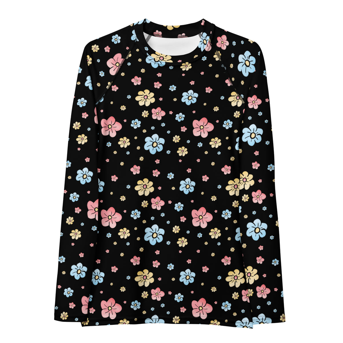 Women's Black Floral Long Sleeve Rash Guard Swim Shirt – Buttery Soft, Sun Safe UPF 50+ Protection, Quick Dry & 4-Way Stretch Comfort