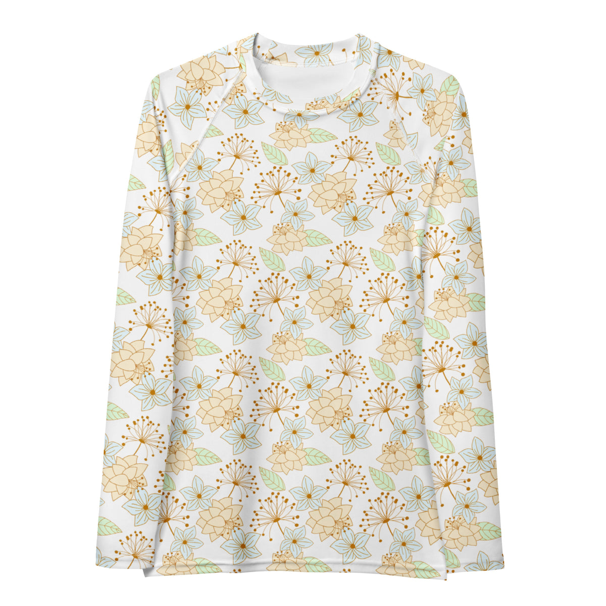 Women's Cream Floral Long Sleeve Rash Guard Swim Shirt – Buttery Soft, Sun Safe UPF 50+ Protection, Quick Dry & 4-Way Stretch Comfort
