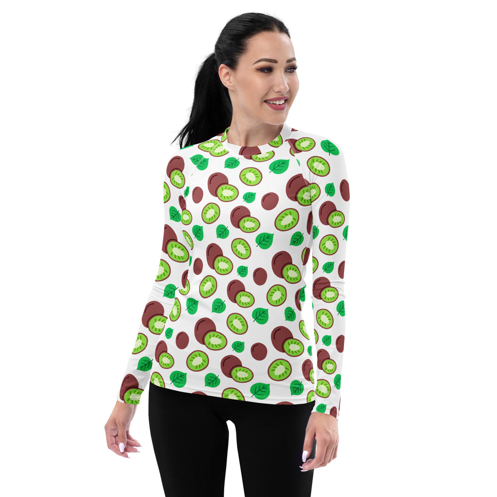 Women's Kiwi Fruit Long Sleeve Rash Guard Swim Shirt – Buttery Soft, Sun Safe UPF 50+ Protection, Quick Dry & 4-Way Stretch Comfort