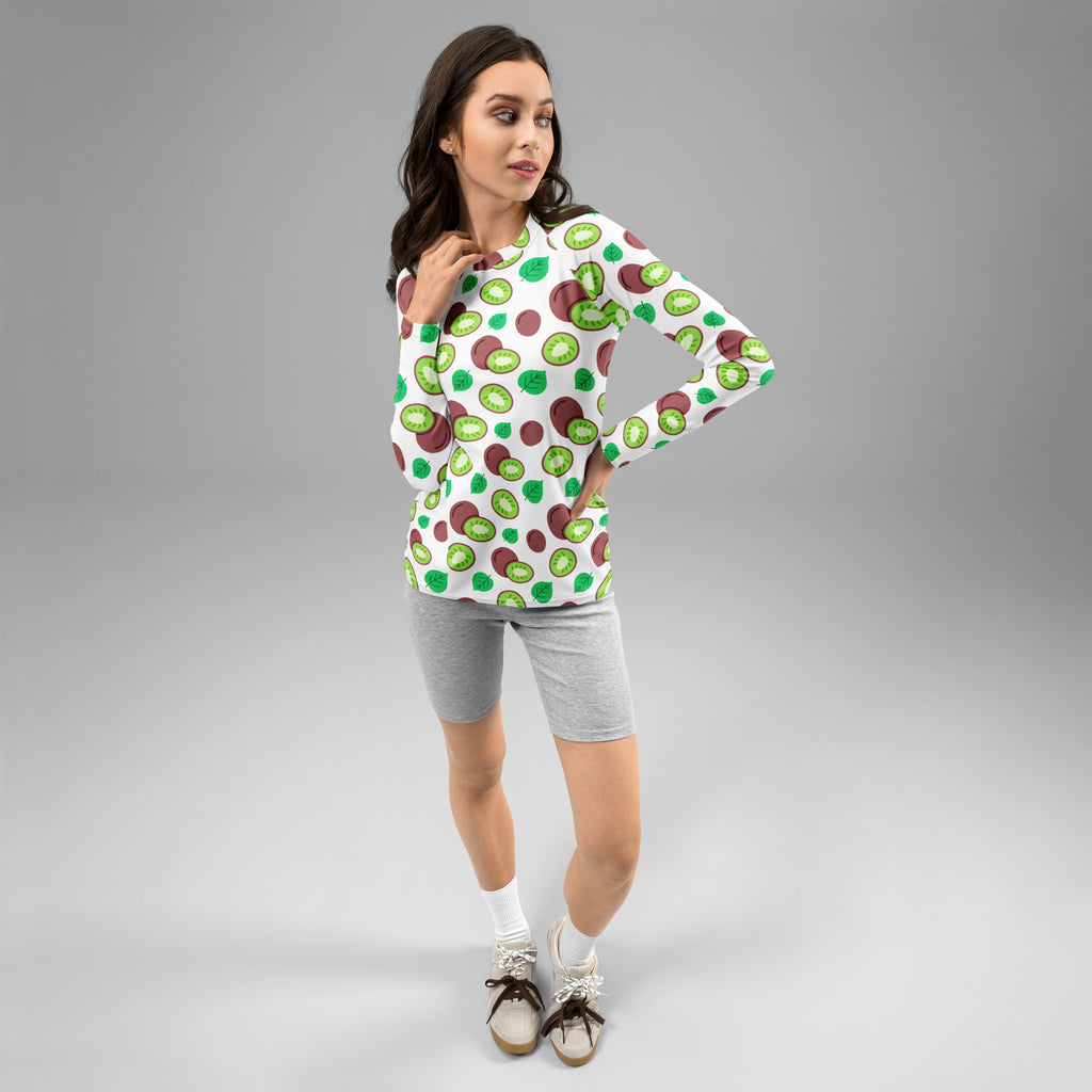 Women's Kiwi Fruit Long Sleeve Rash Guard Swim Shirt – Buttery Soft, Sun Safe UPF 50+ Protection, Quick Dry & 4-Way Stretch Comfort
